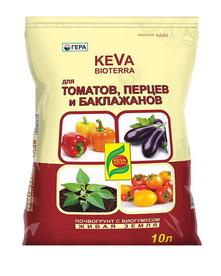 Грунт KEVA BIOTERRA для томатов и перца 10 л Гера 00707