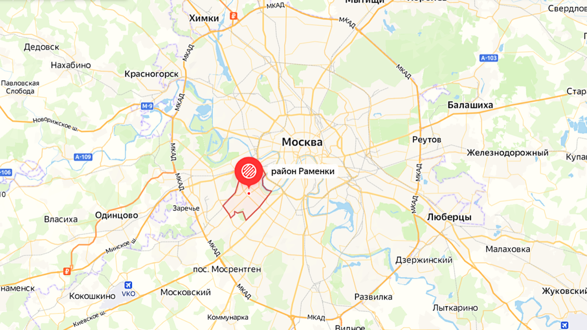 Карта москвы раменки