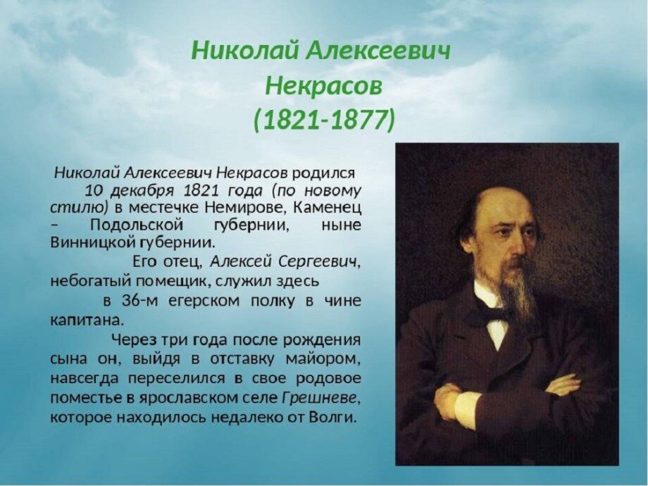 Фактов о николае. Николая Алексеевича Некрасова (1821–1878).