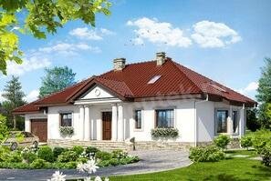 Проект дома 280 м2 с жилой мансардой, одноместным гаражом и эркером - DTL100023