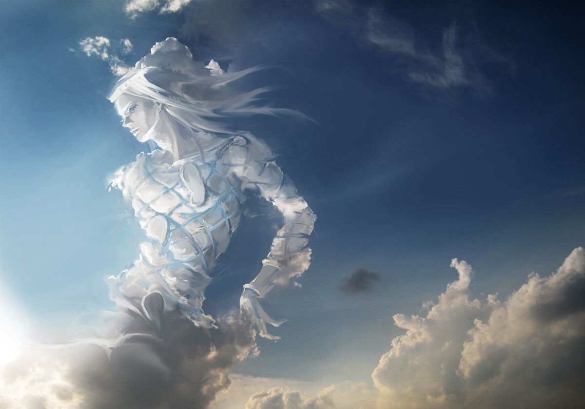 Вармава богиня ветра. Нефела богиня облаков. Небесная богиня. Небо фэнтези. Светлые души героев