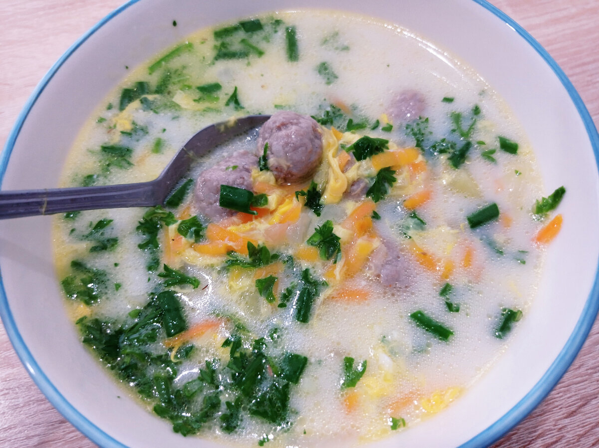 Сливочный суп с фрикадельками куриными и плавленным сыром простой рецепт пошаговый