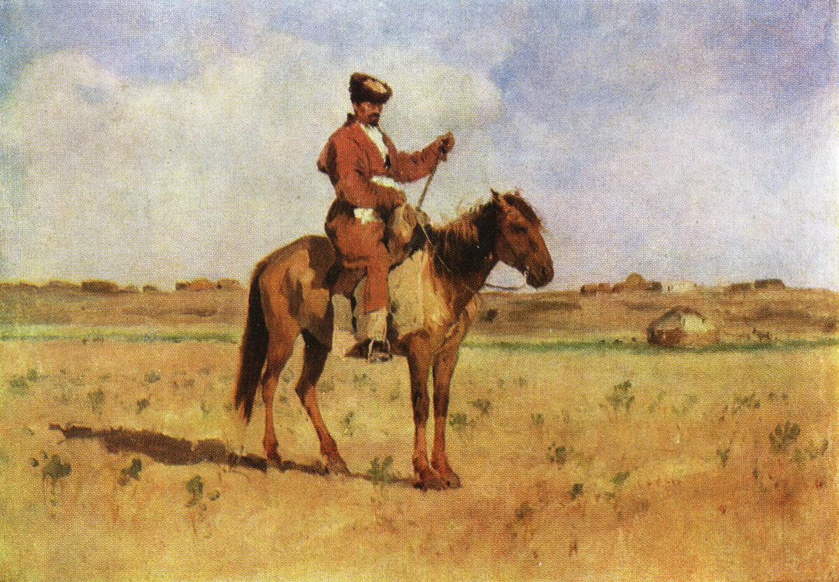 Картина В. В. Верещагина «Калмык на лошади в степи», 1869 – 1870 гг.