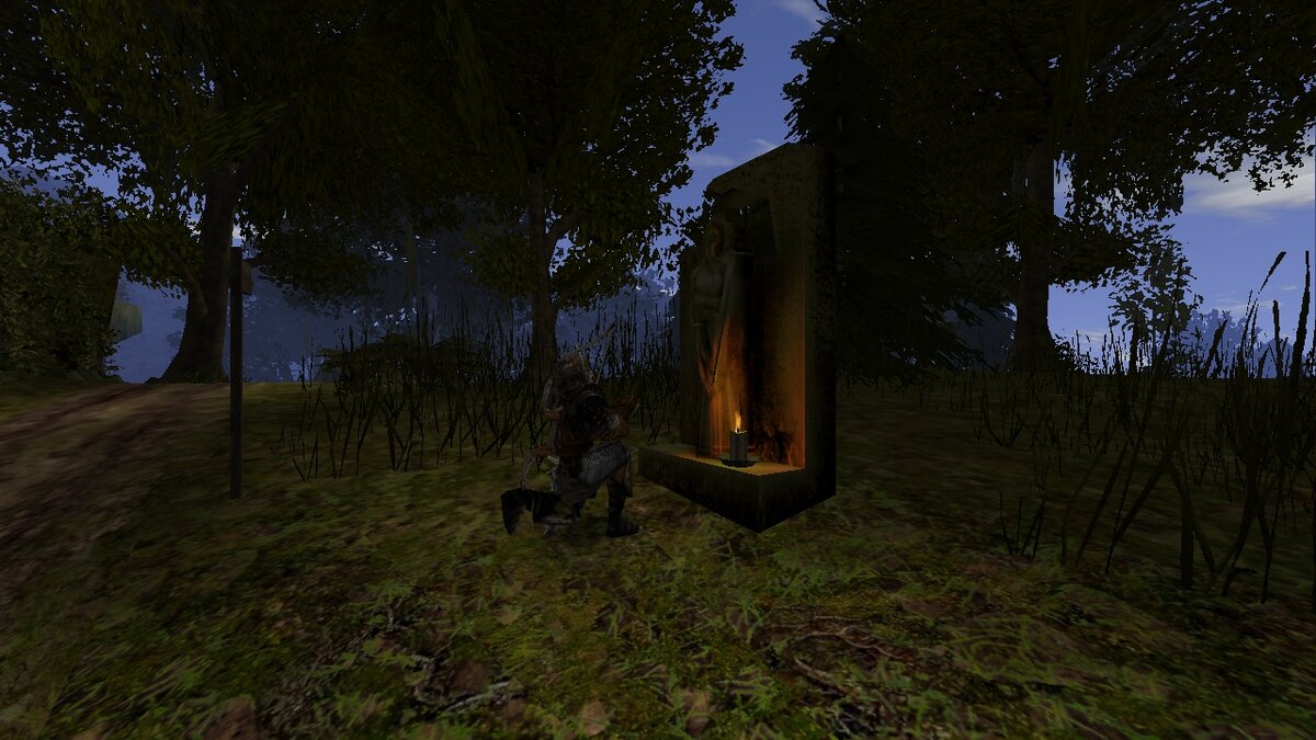 ГГ молится Богу Инносу, дабы получить от него благословение