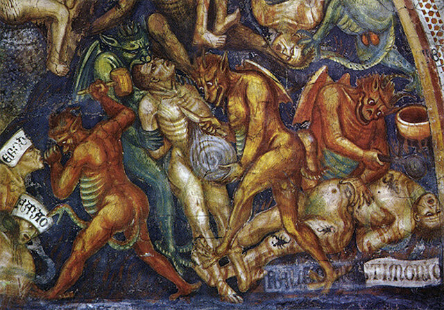 Таддео ди Бартоло. Ад. Наказание за грех зависти. 1393. Фреска. Дуомо, Сан Джиминьяно