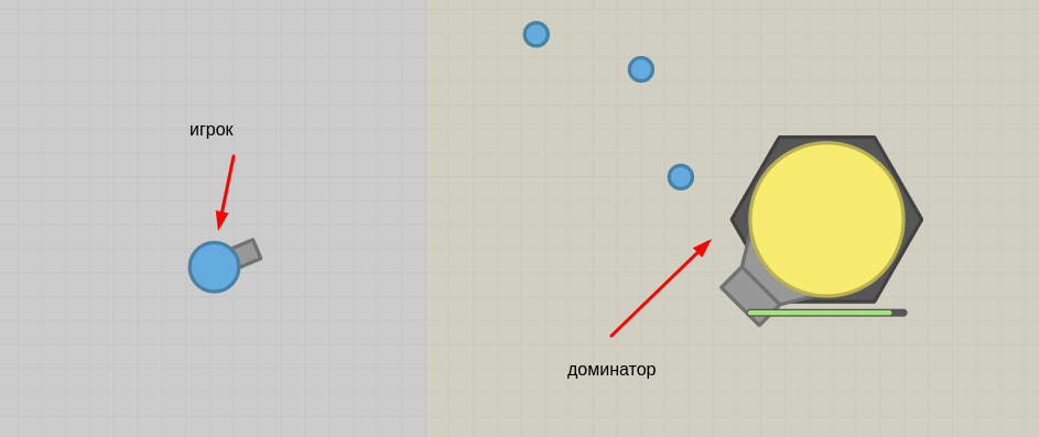 Доминаторы - танки, которые встречаются в игре Diep.io, но только в режиме Domination. Они являются твоей целью в режиме Domination. Также ими можно играть в режиме Sandbox.