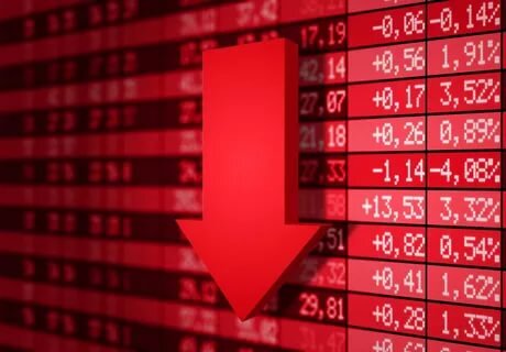 Картинка из интернета по запросу «красные котировки падать вниз»