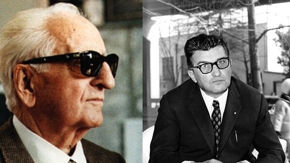 Энцо Феррари (слева) и Ферруччо Ламборгини (справа). Источник фото:  quartamarcia.it