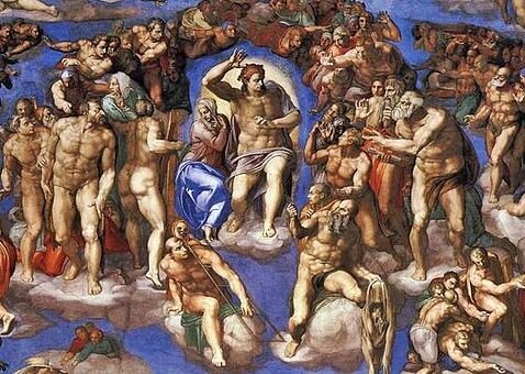 Фрагмент фрески "Страшный суд" Микеланджело Буонаротти