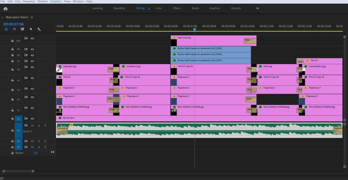 Подготовка видеоурока, на монтаже