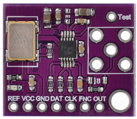 Микросхема AD9833 на оценочной плате.