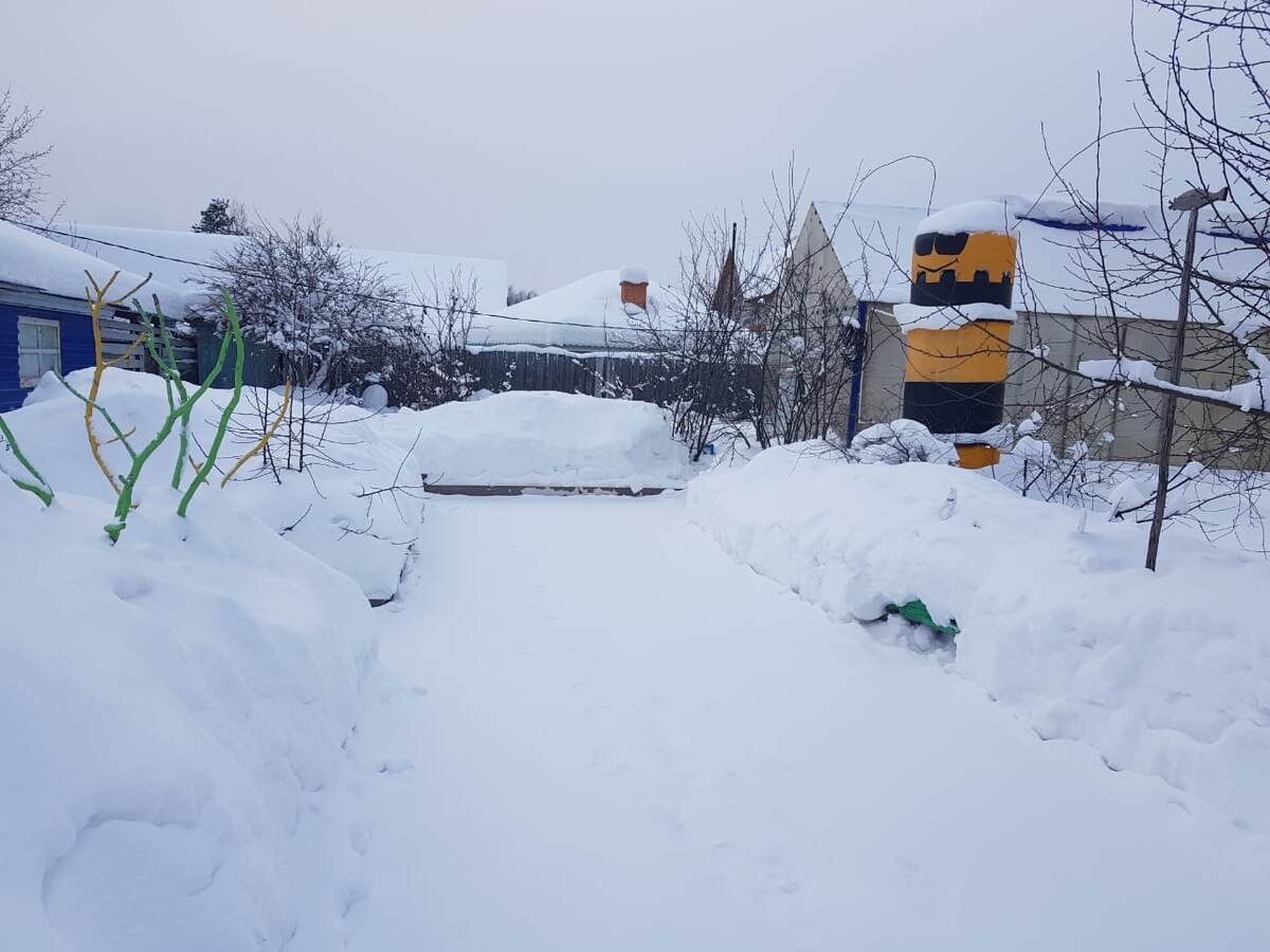 зимой наш двор всегда полностью в  снегу