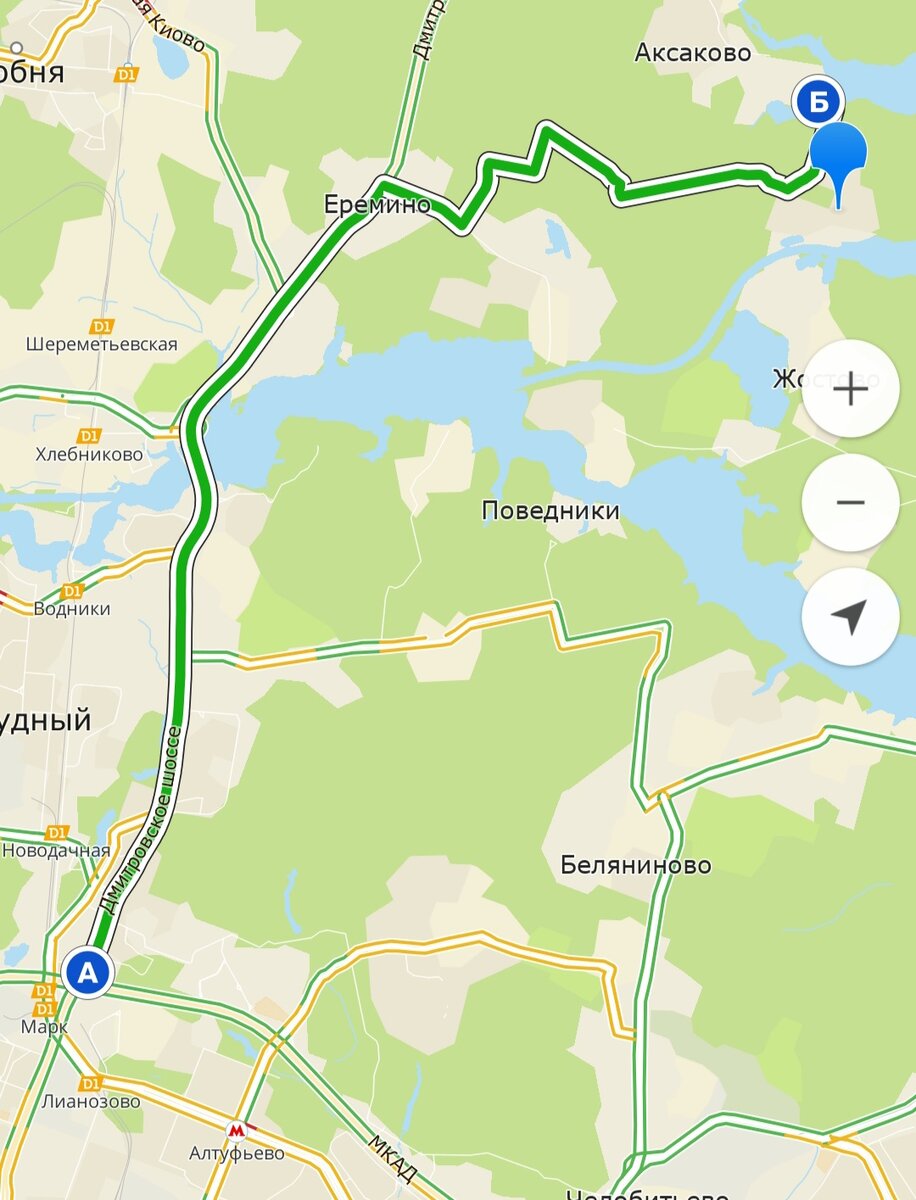 На машине едем по этому маршруту.