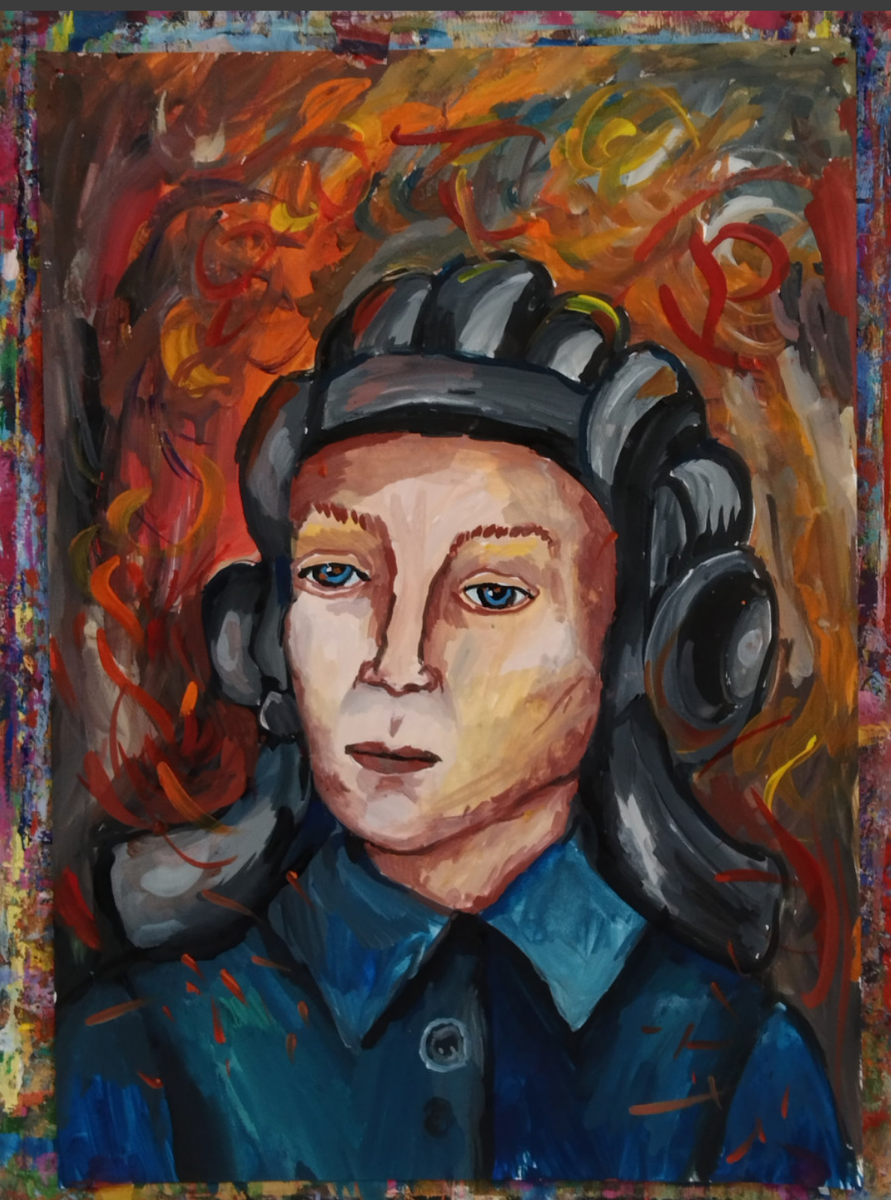 В огне. Работа юной художницы 