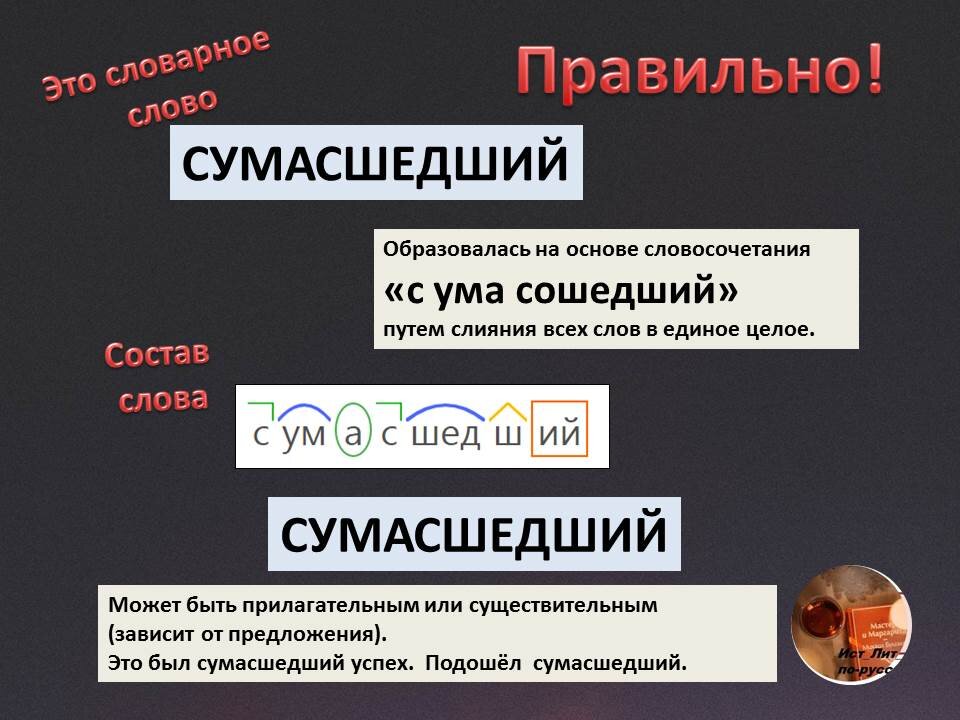 Рубрика слово. Сумасшествие как пишется правильно.