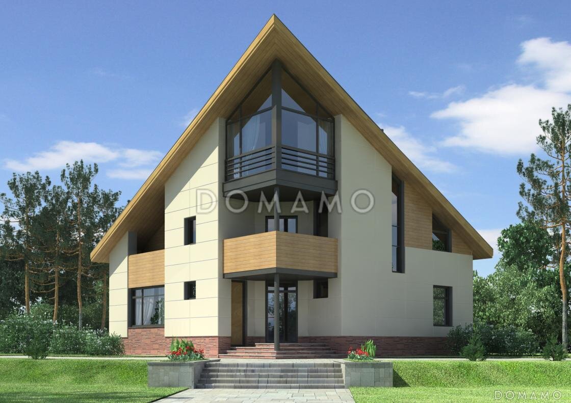 Проект D3008 — кирпичный частный дом квадратной формы