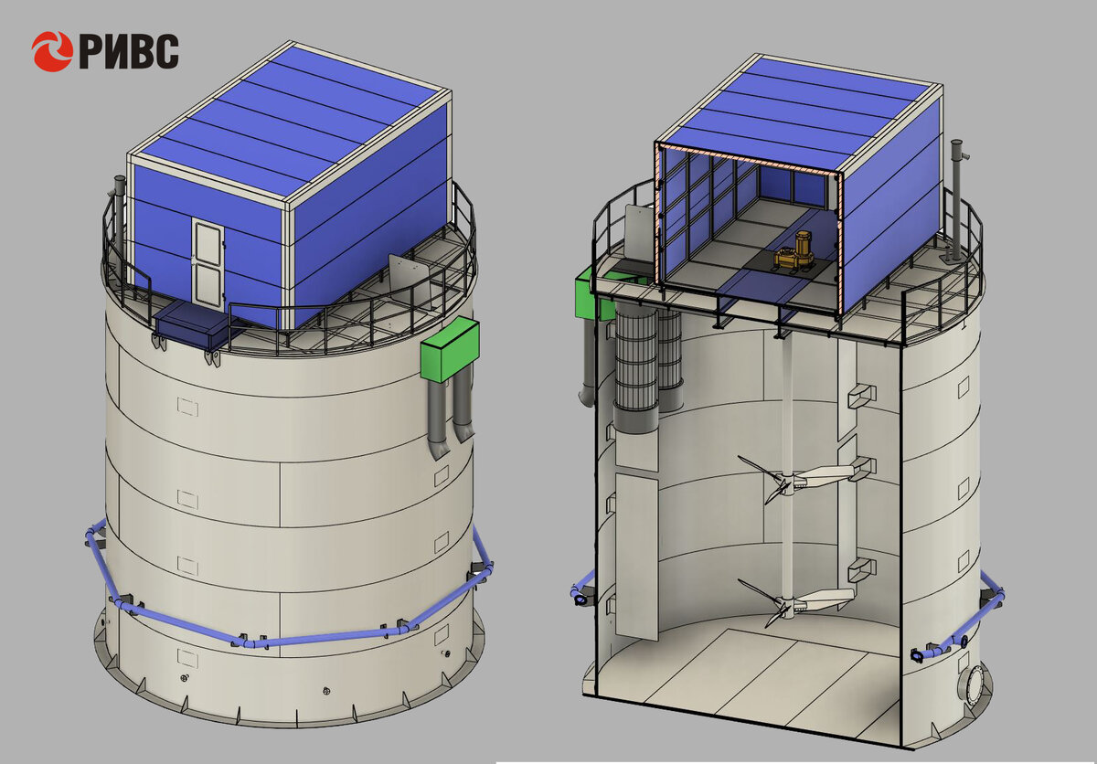 Контактный чан РИФ с перемешивающим устройством производства НПО «РИВС»