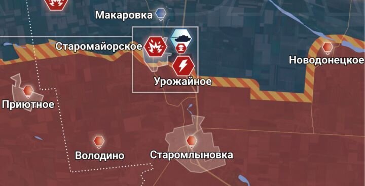 Карта боевых действий на Времьевском участке к 13 июля 2023 года. Источник: rybar.ru.