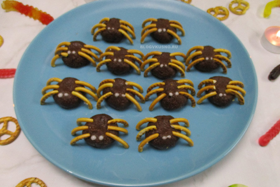 Арахисовое печенье пауки на хэллоуин