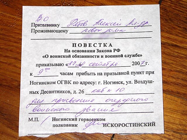 Повестка в военкомат вручена, что нужно знать и делать?