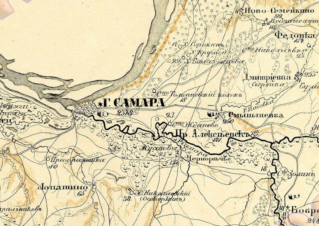 Николаевский уезд. Карта Куйбышевской области 1950.