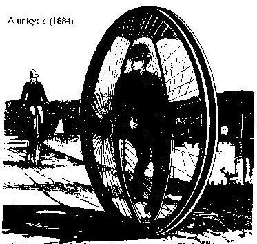 "Уницикл", 1884 г., из книги «Изобретения Викторианской эпохи»