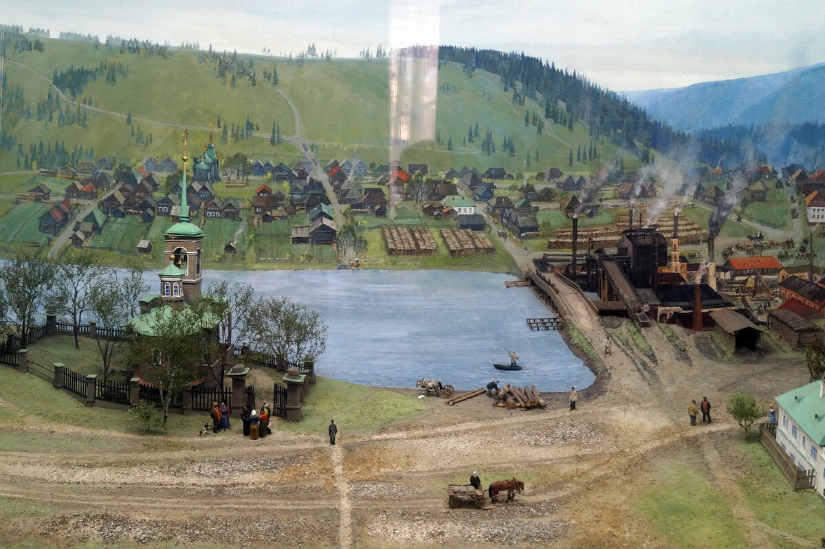 Так выглядел посёлок в XIX в. Диорама музея Мамина-Сибиряка в Висиме