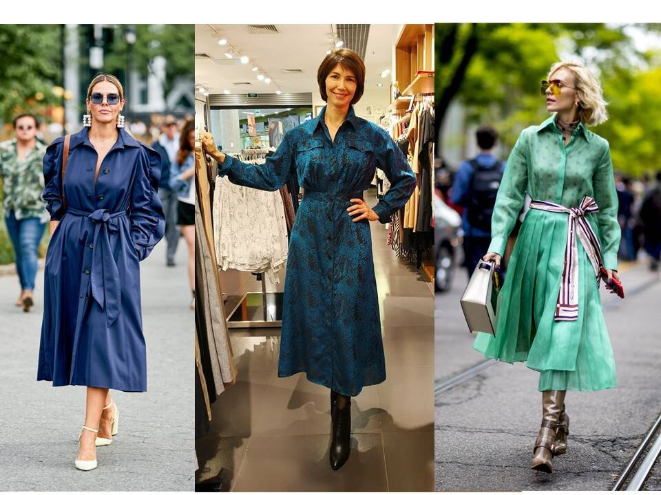 Несколько вариантов платья-рубашки в альбом