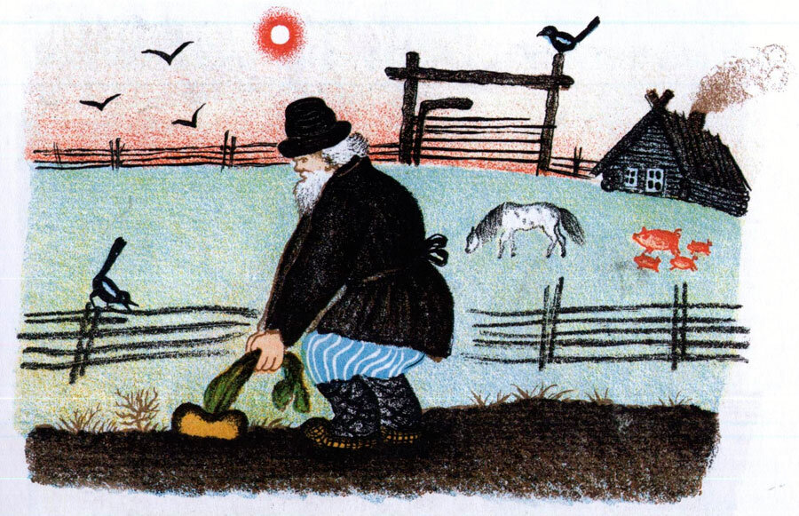 Пошел дед репку рвать: тянет-потянет, вытянуть не может!