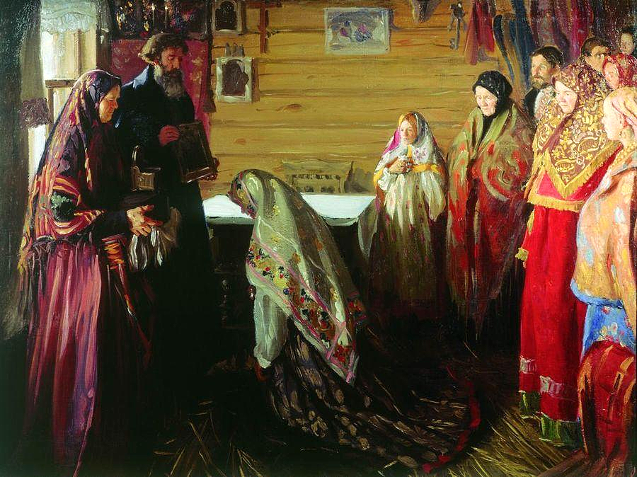   " Старинный обряд благословения невесты в городе Муроме" Куликов. Фото с сата. https://gallerix.ru/storeroom/116599241/N/2136367200/ 
