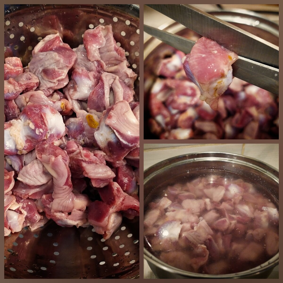 Промыла, почистила и нарезала желудки