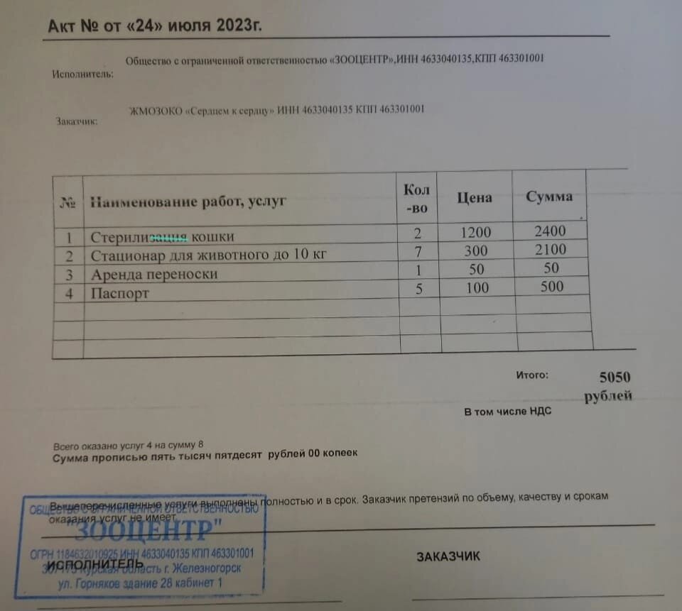 Акты из Зооцентра