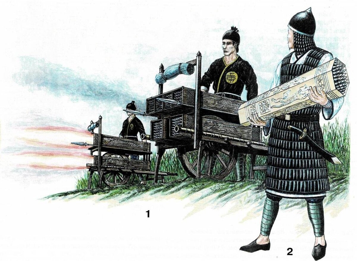 Первые китайские огнестрельные орудия, стреляющие копьями