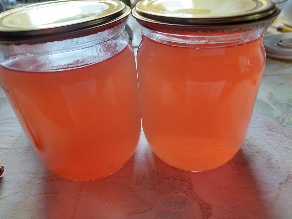 Вот такой красивый сок получается. Делаю его абсолютно без сахара. Потом разводим его немного водой и добавляем сахар, кому сколько надо. 