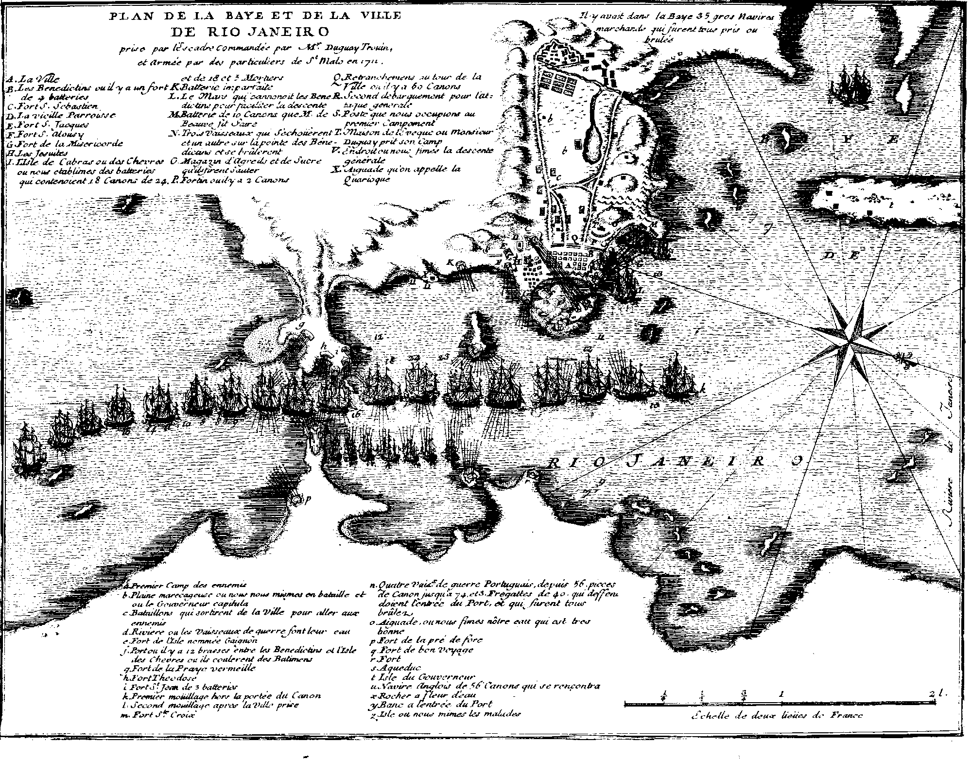 Пираты, корсары, флибустьеры - это не только банды грабителей и не просто феномен культуры. Это и морская пехота, активно использовавшаяся Великими Державами в колониальных войнах. Один из самых ярких примеров этого - захват Рио-де-Жанейро французскими корсарами под руководством Рене Дюге-Турена. Операция нанесла огромный ущерб экономике Португалии и позволила выручить немало средства для продолжения войны - как корсарам, так и французской короне. Бой с португальской эскадрой, осада и штурм города заняли больше 10 дней. В штурме участвовали как пиратские войска морской пехоты, так и регулярная морская пехота из Франции. (Im. source: Wiki)