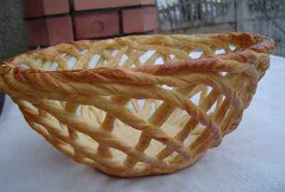 Эта корзинка - удивительное изобретение кулинаров, а применение ей вы найдете самые разные: украшение тортов, праздничная подача блюд или пасхальная корзина.