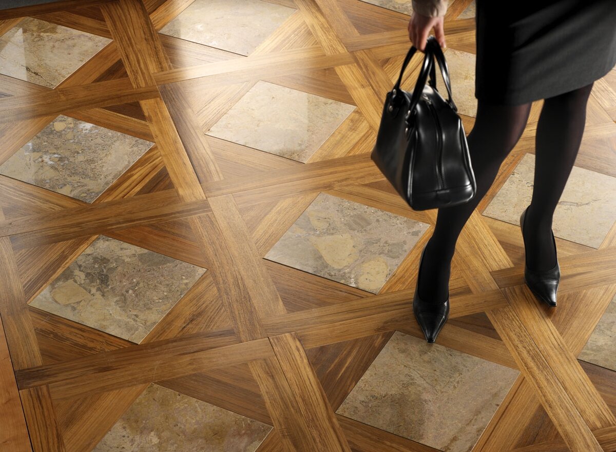 
Паркет с мрамором из коллекции Элегант от Паркет Ин