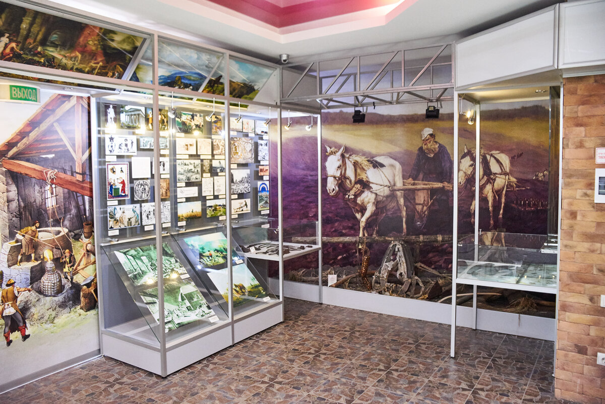 От крестьянской лошадки и деревянной сохи до первых самобеглых экипажей и локомобилей - этому посвящены витрины первого зала, здесь же есть и макеты локомобилей, первых промышленных приспособлений. 