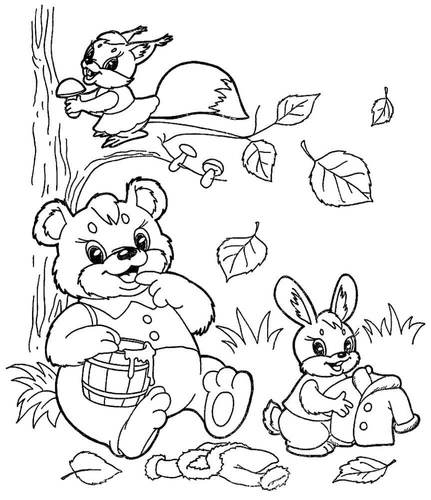 Большая раскраска Осень | Раскраска Осень для детей | Раскраска плакат для малышей
