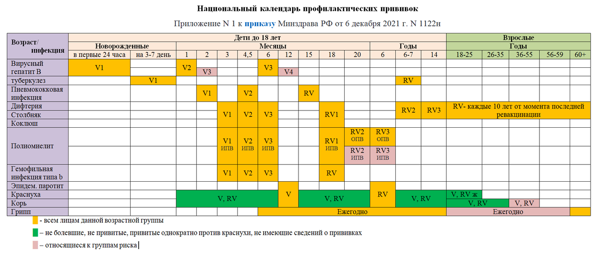 Идеальный календарь вакцинации 2024.