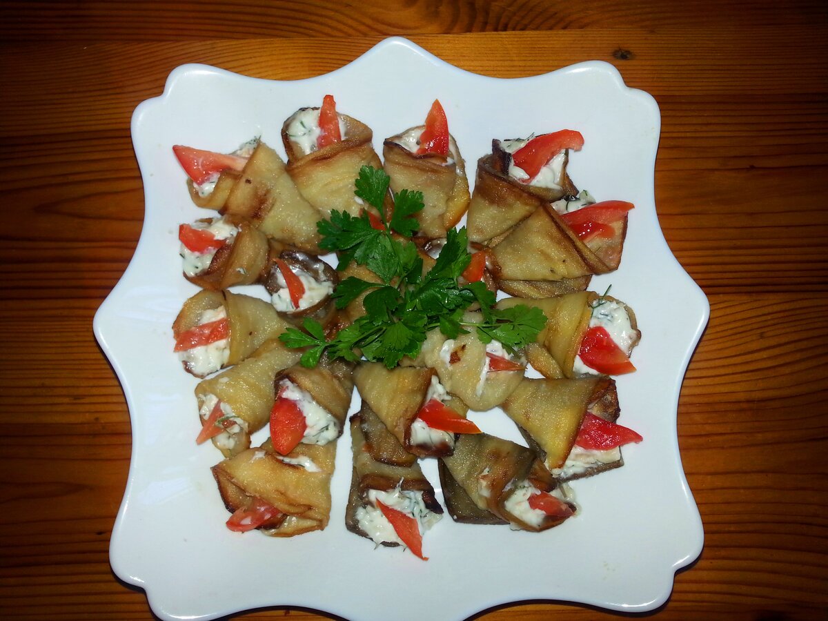 Моя фирменная закуска из баклажан "Баклажанные конусы"