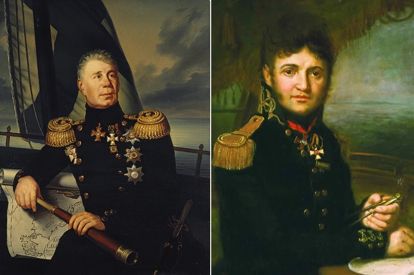 Слева — Иван Фёдорович Крузенштерн. Справа -Юрий Фёдорович Лисянский