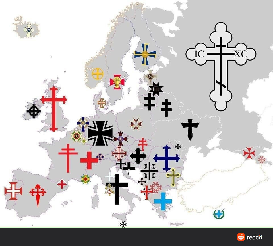 Кресты Европы. Пояснение ниже