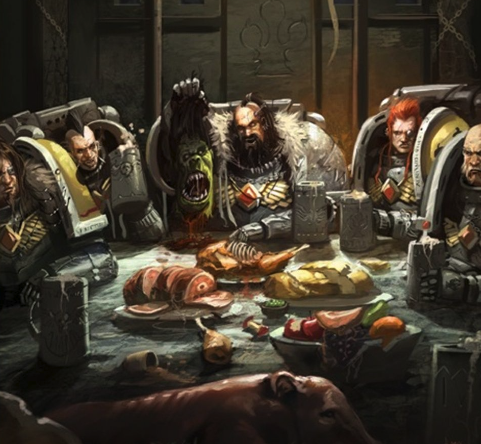 Замерзший пир. Warhammer 40000 космические волки. космоволки вархаммер 40000. космические волки вархаммер. пир гномов вархаммер.