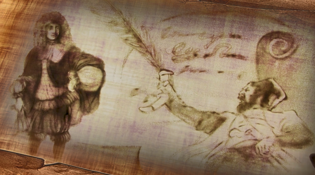 Голландец Ян Стрюйс и Степан Разин. Рисунок песком. 