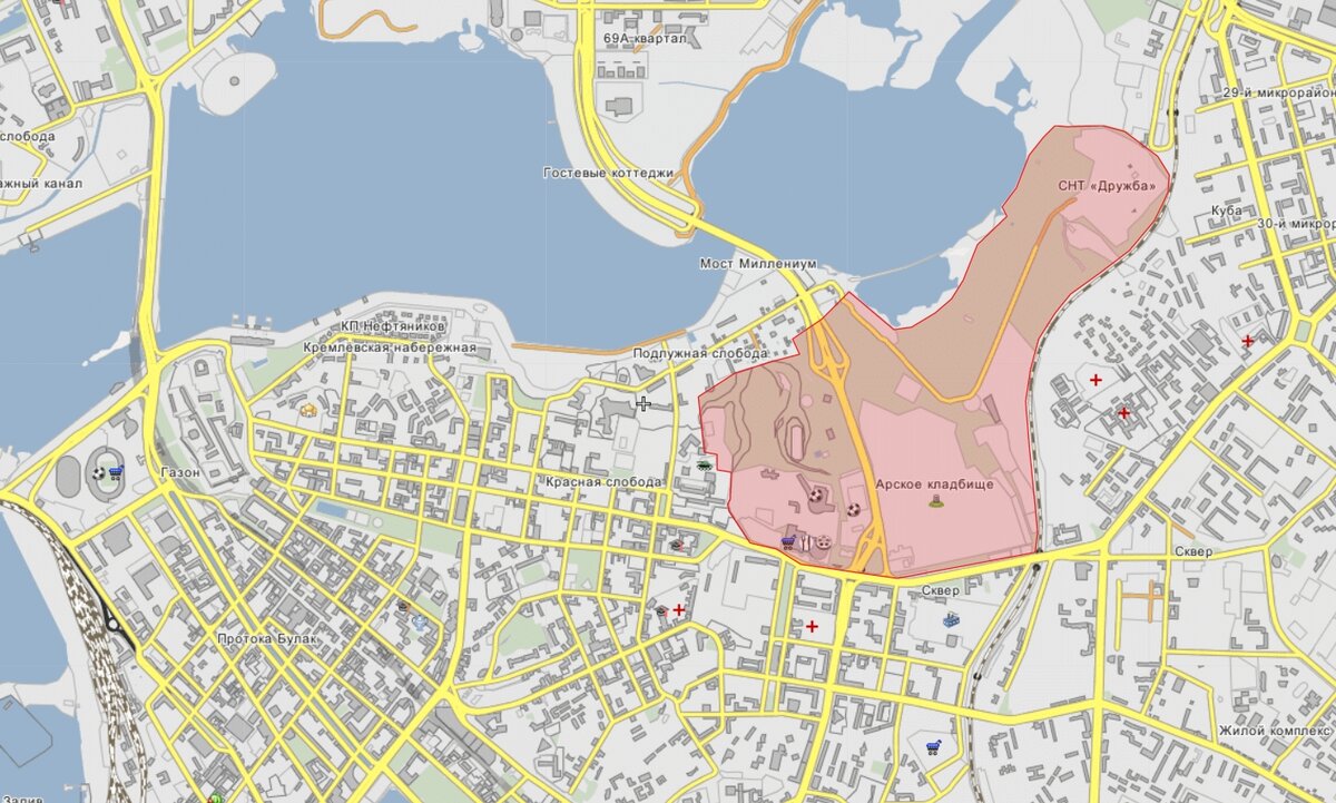 Русско-Немецкая Швейцария выделена красным. Скриншот с сайта wikimapia.org