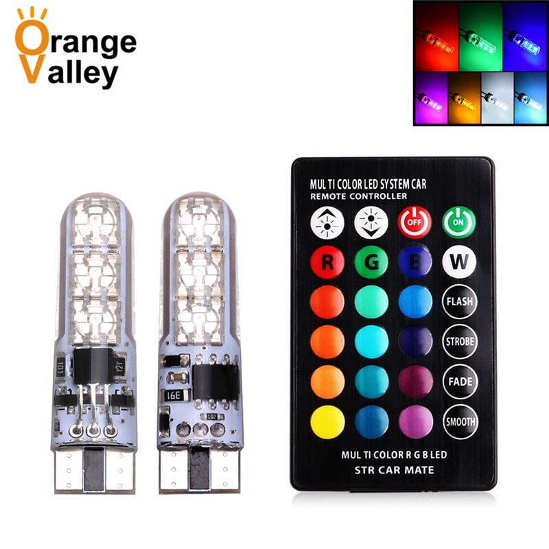 Светодиодные лампы rgb с пультом t10 w5w