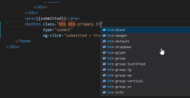 IntelliSense for CSS class names in HTML - завершает классы css в html 