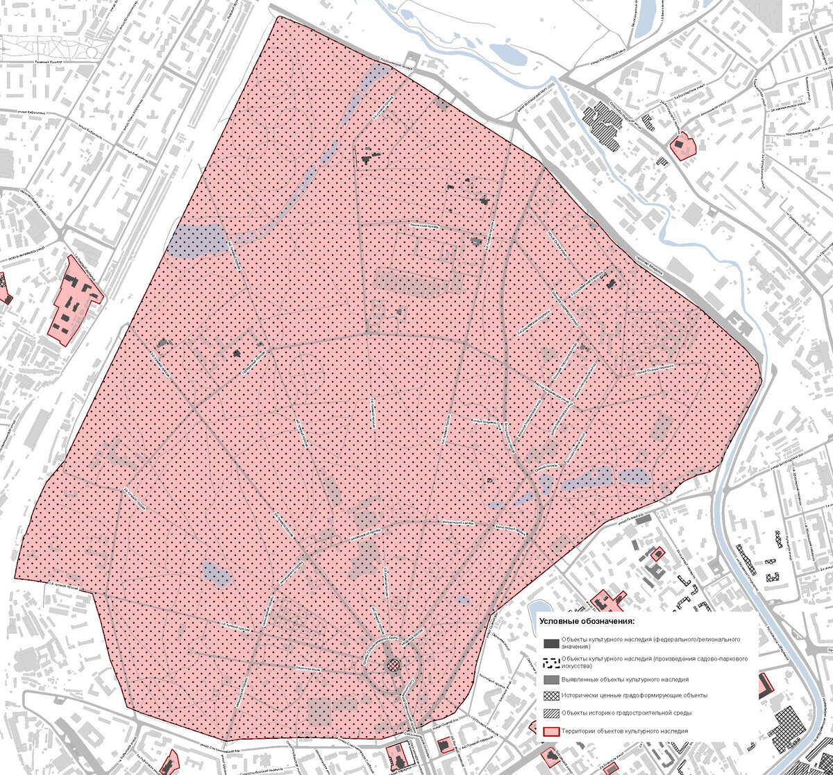 Объекты культурного наследия и ценная историческая застройка в парке 