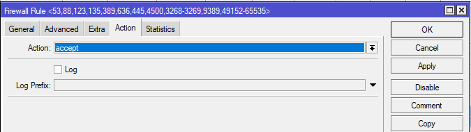 Принцип построения цепочек правил фильтрации трафика В Mikrotik действует принцип - разрешено все что не запрещено.-18
